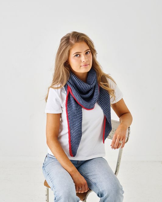 Hovedbilde Rettstrikket sjal med vrangkant