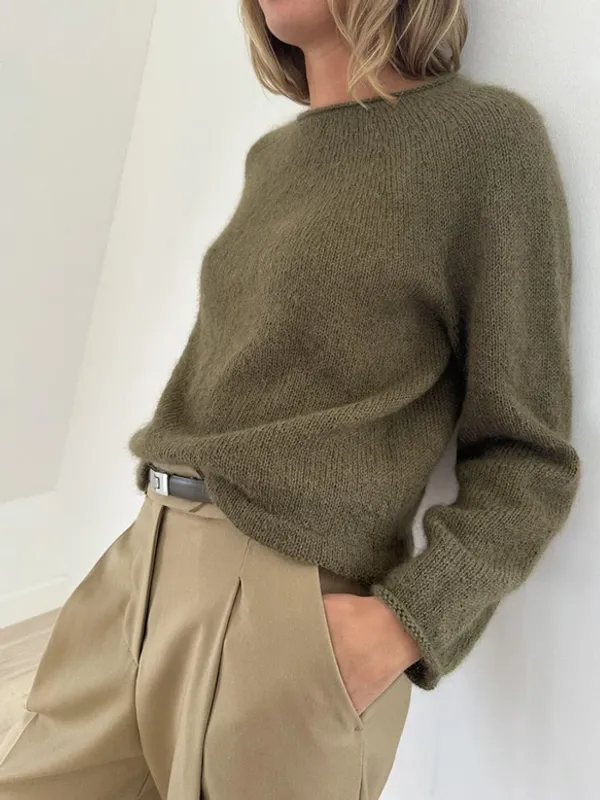 Le Knit Plain Yoke Blouse